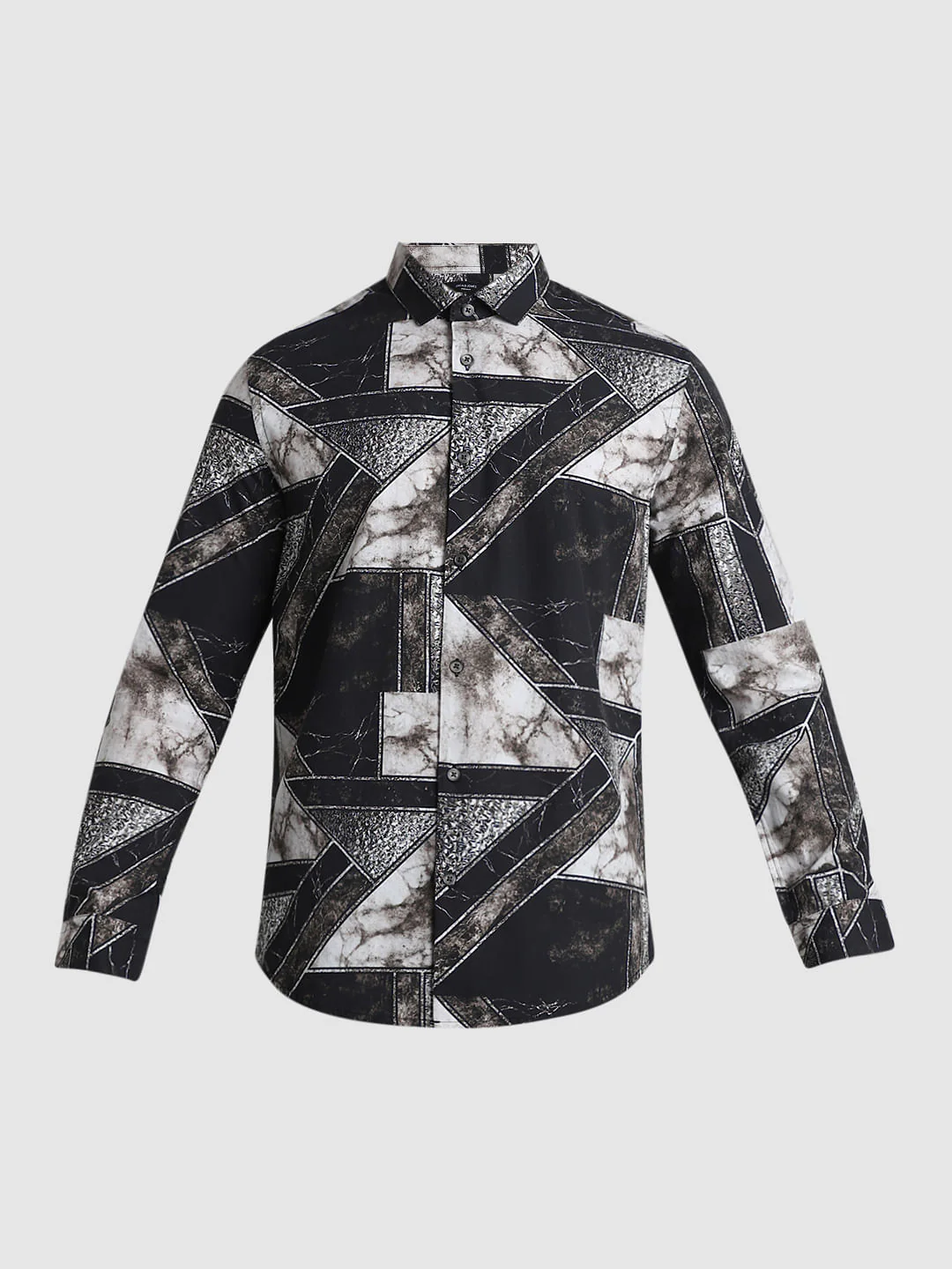 Black Geometric Print Full Sleeves Shirt - Image 7