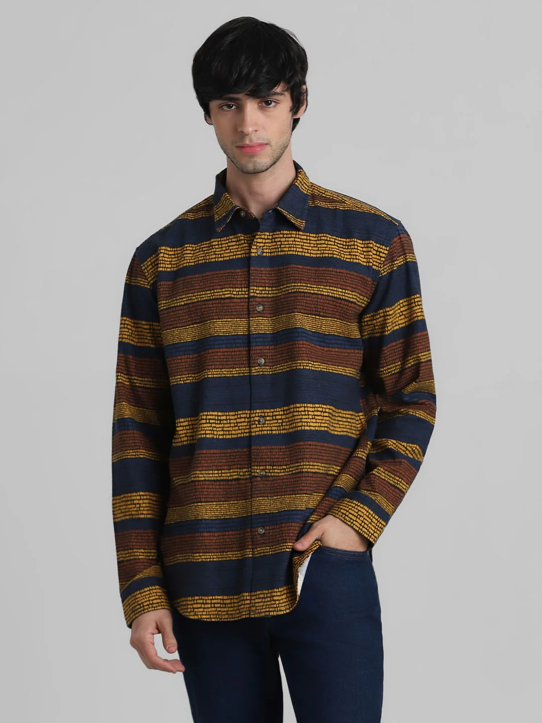 Blue Printed Full Sleeves Shirt - Image 2