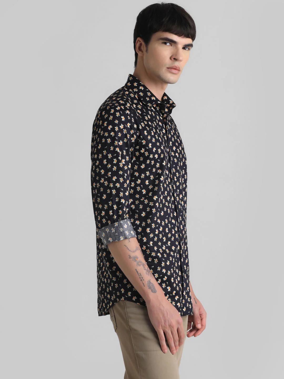 Black Floral Full Sleeves Shirt - Image 3