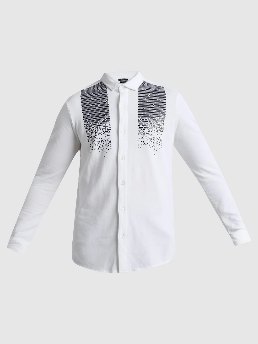 White Knitted Full Sleeves Shirt - Image 7