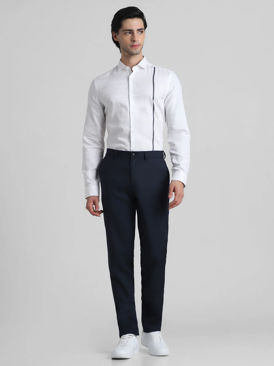 White Jacqaurd Full Sleeves Shirt - Image 6