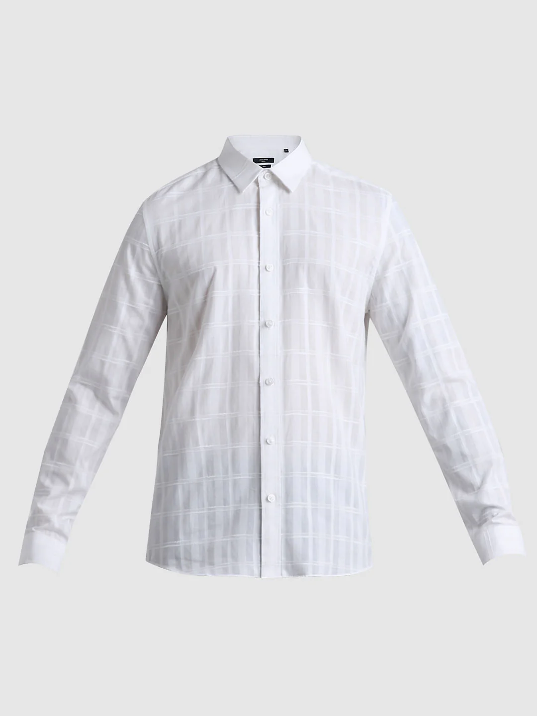 White Dobby Check Slim Fit Shirt - Image 7