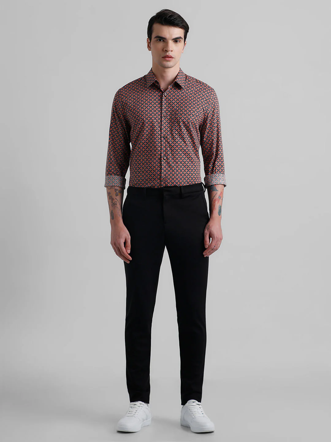 Black Floral Print Short Sleeves Shirt - Image 6