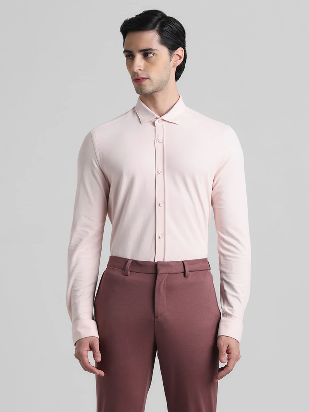 Pink Knitted Full Sleeves Shirt - Image 2