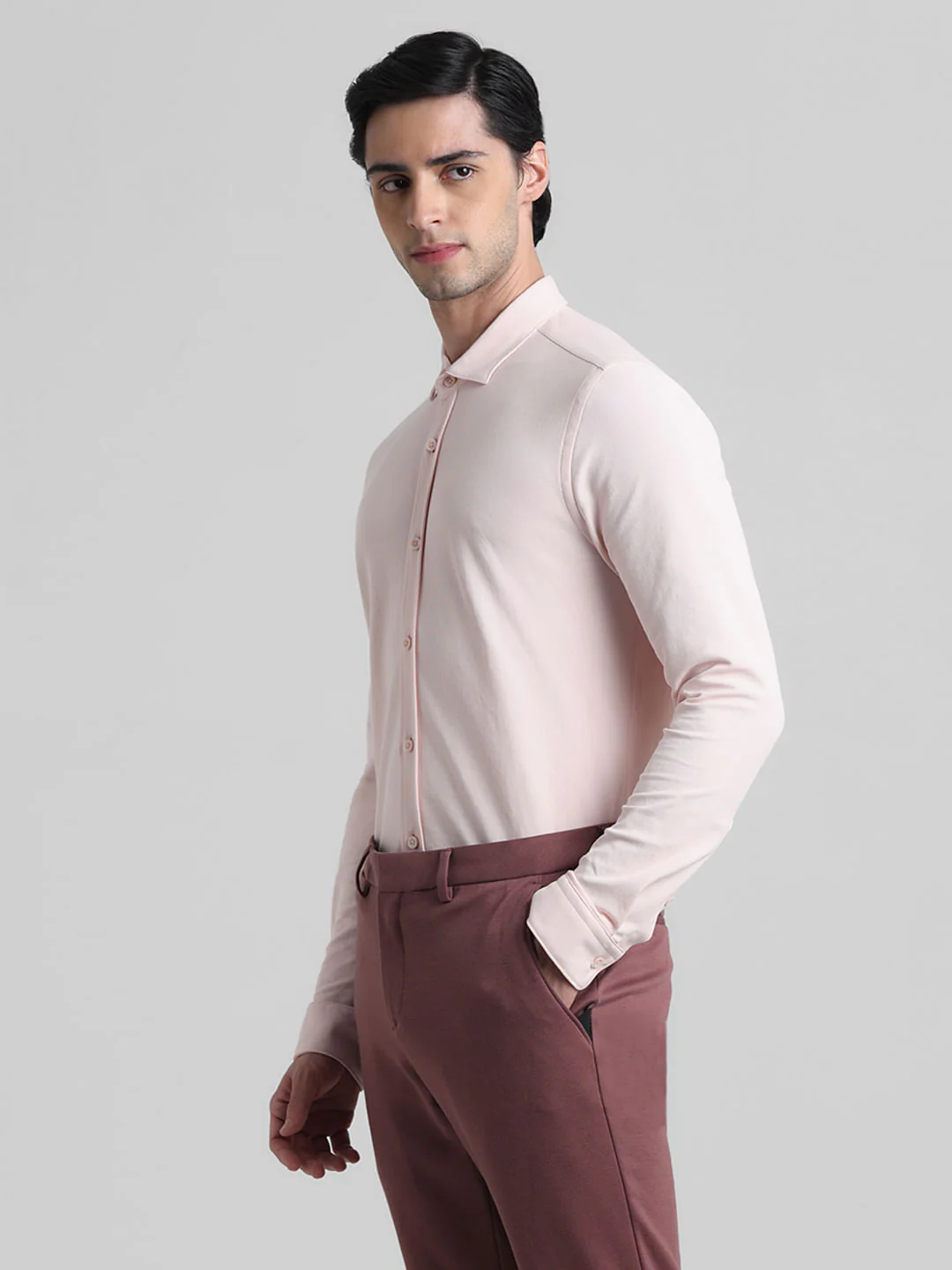Pink Knitted Full Sleeves Shirt - Image 3