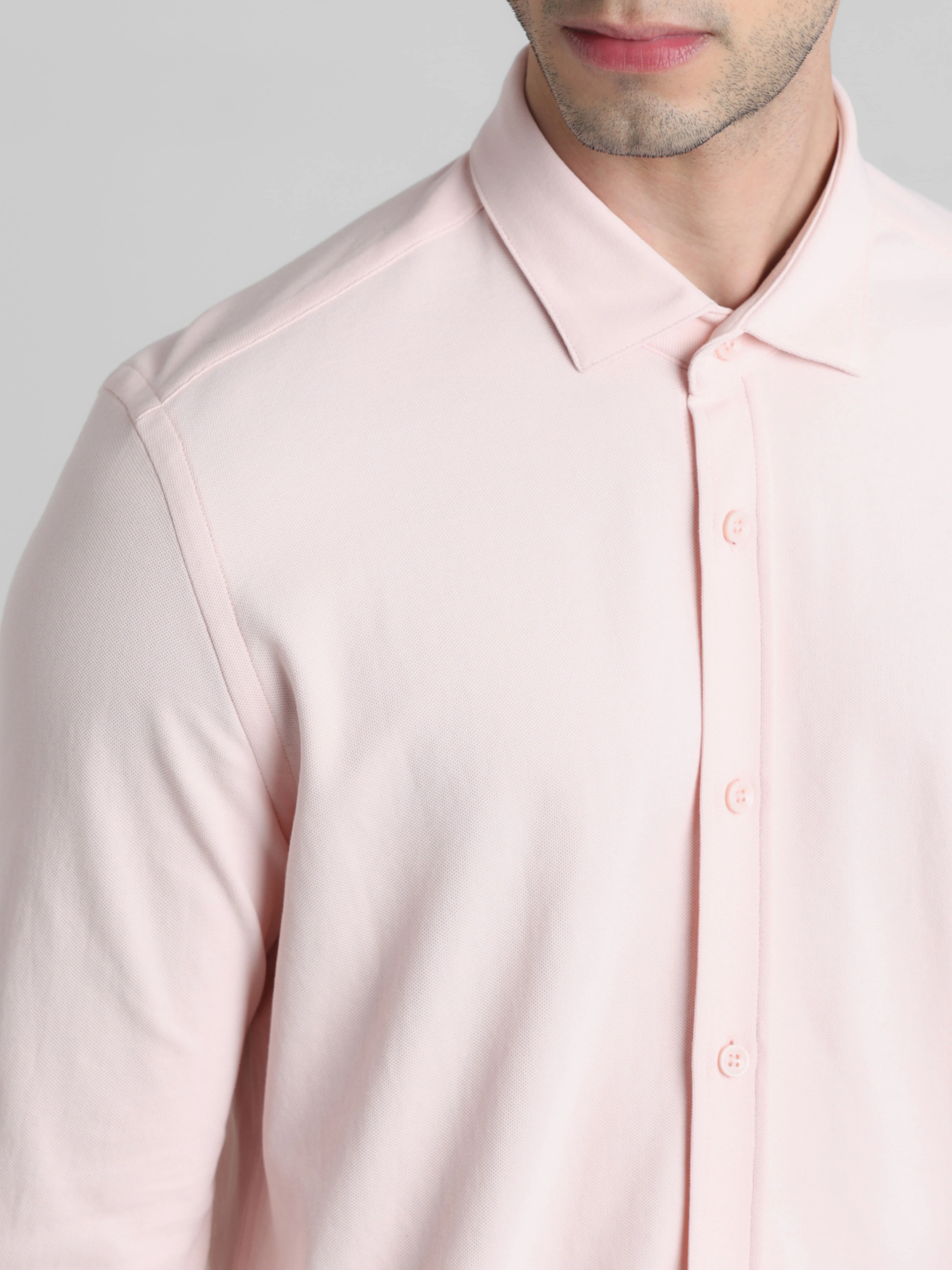 Pink Knitted Full Sleeves Shirt - Image 5