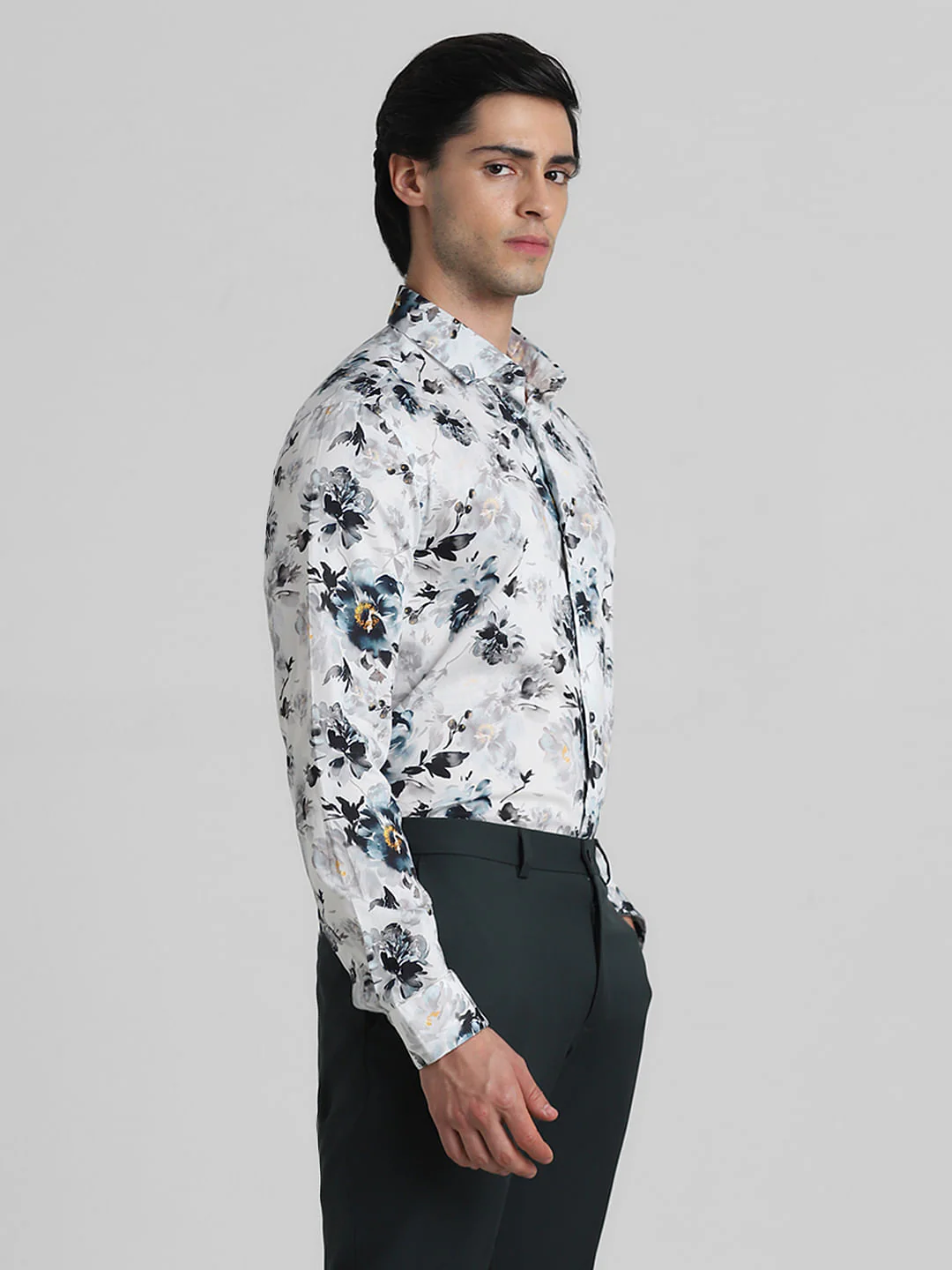 White Floral Full Sleeves Shirt - Image 3