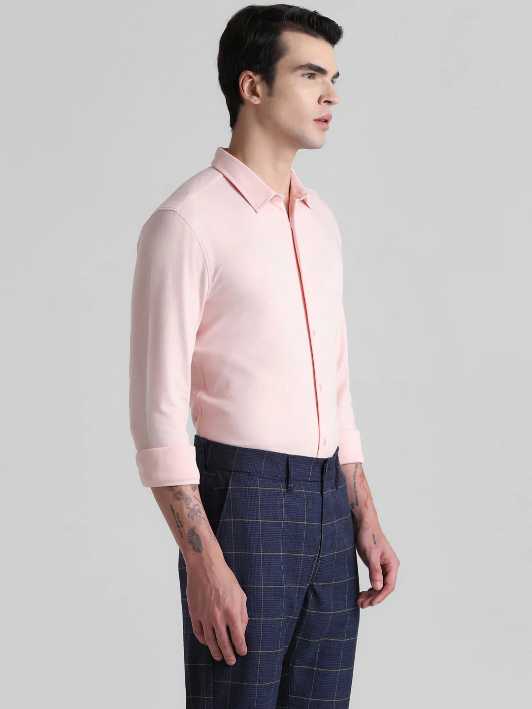 Pink Solid Knitted Shirt - Image 3