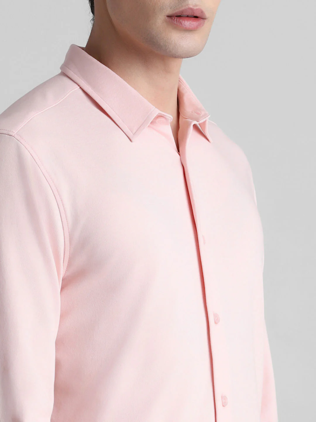 Pink Solid Knitted Shirt - Image 5