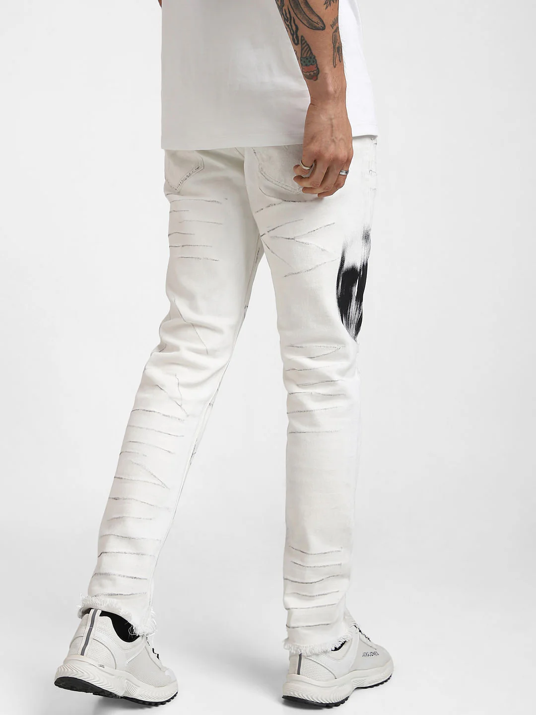 UNMATCHED by JACK&JONES White Cracking Effect Slim Fit Jeans - Image 4