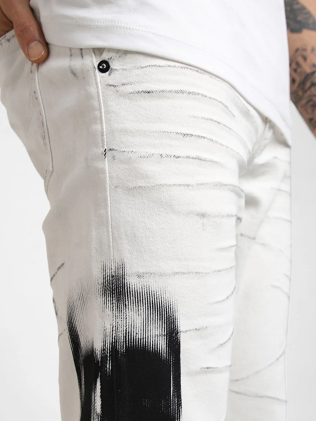 UNMATCHED by JACK&JONES White Cracking Effect Slim Fit Jeans - Image 5