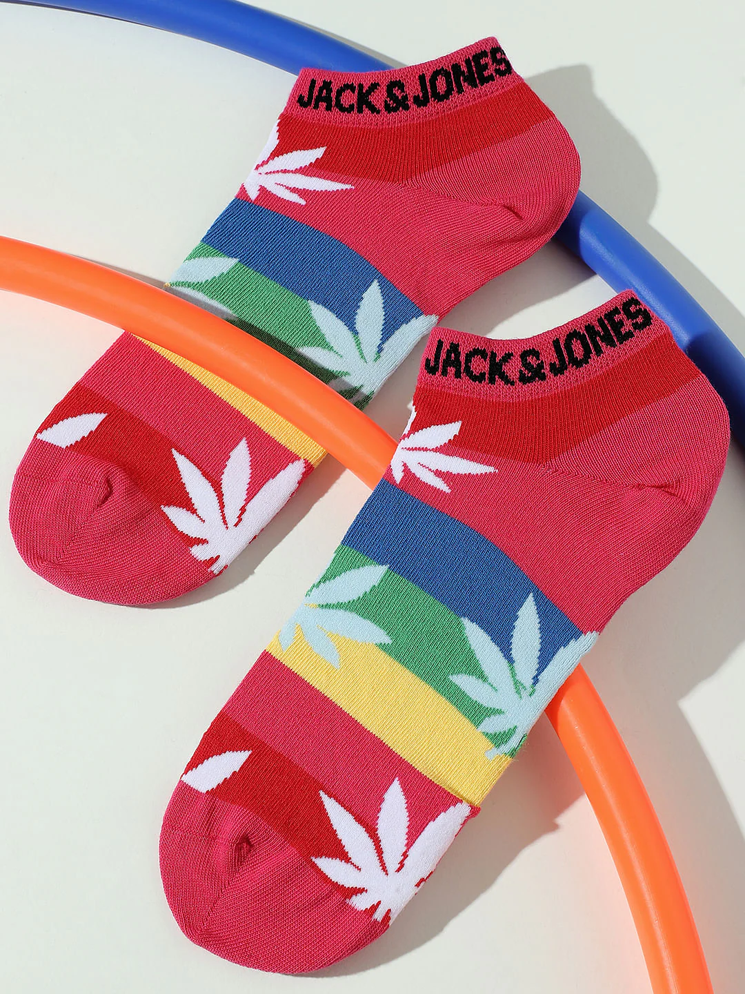Pink Colourblocked Ankle Length Socks