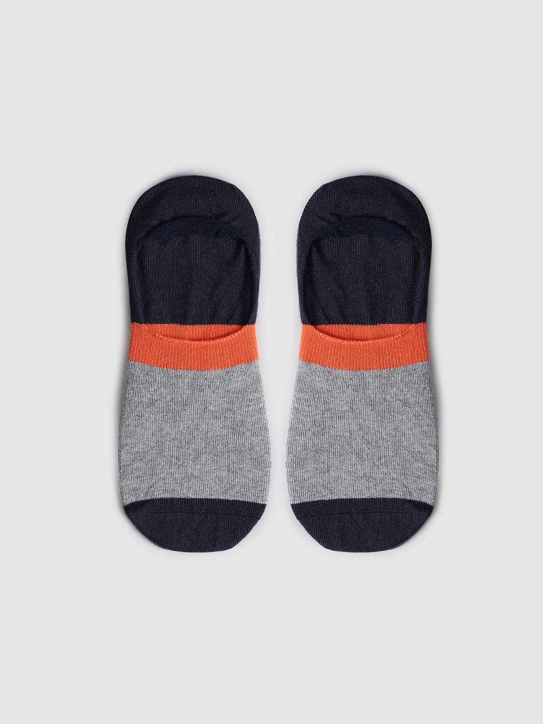 Navy Blue Colourblocked No-Show Socks - Image 2