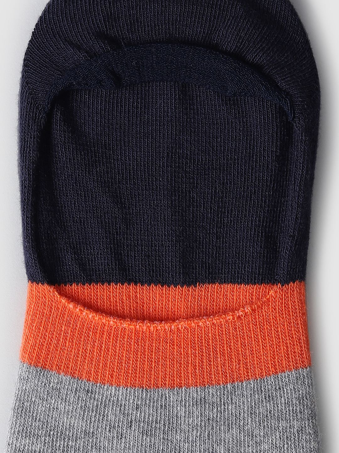 Navy Blue Colourblocked No-Show Socks - Image 4
