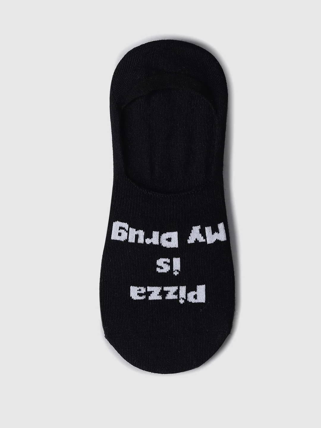Pack Of 2 Pizza Print No Show Socks - Black & White - Image 2