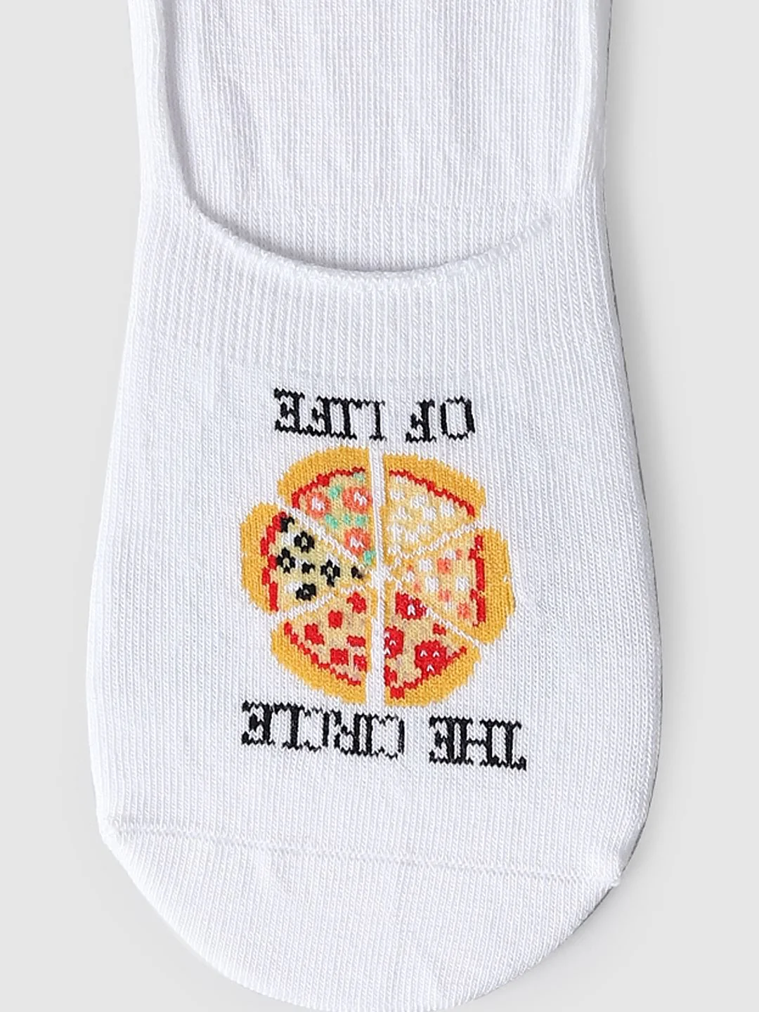 Pack Of 2 Pizza Print No Show Socks - Black & White - Image 5