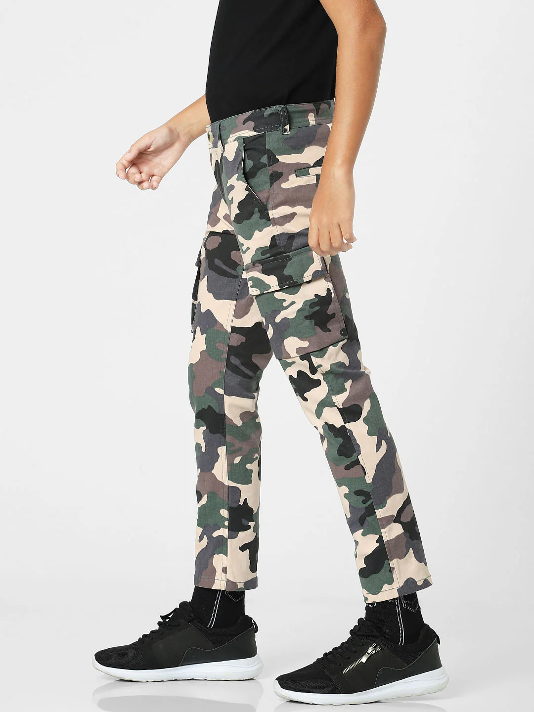 Black Mid Rise Camo Print Jeans - Image 3