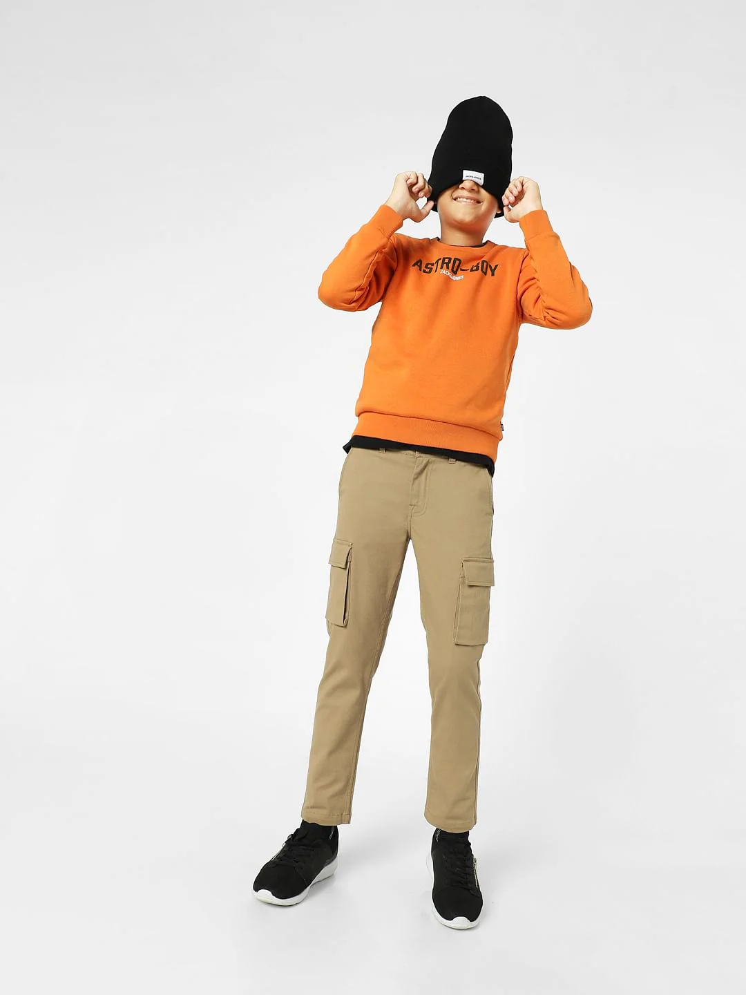 Brown Mid Rise Cargo Jeans