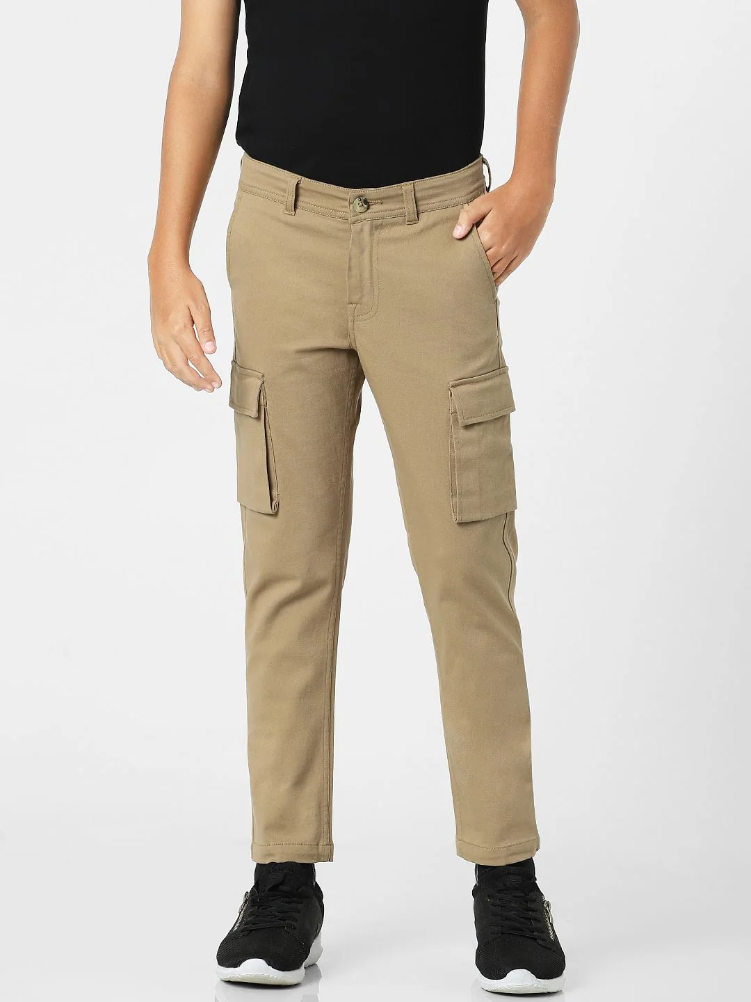 Brown Mid Rise Cargo Jeans - Image 2