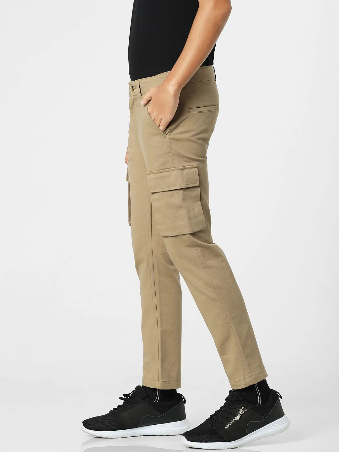 Brown Mid Rise Cargo Jeans - Image 3