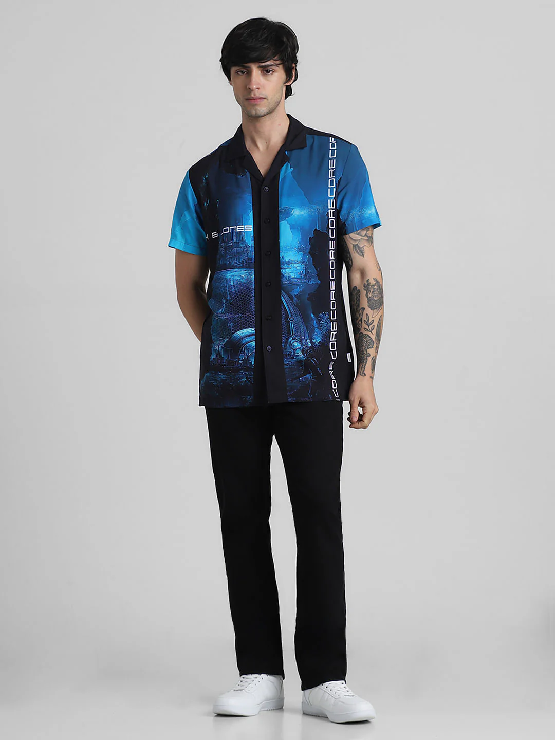 Blue Printed Short Sleeves Shirt - Image 5