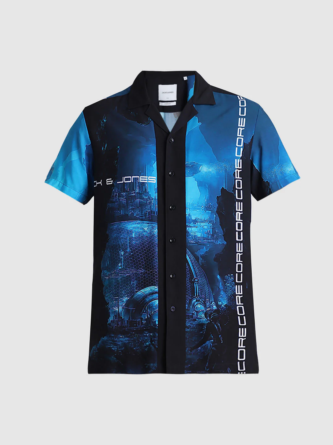 Blue Printed Short Sleeves Shirt - Image 6