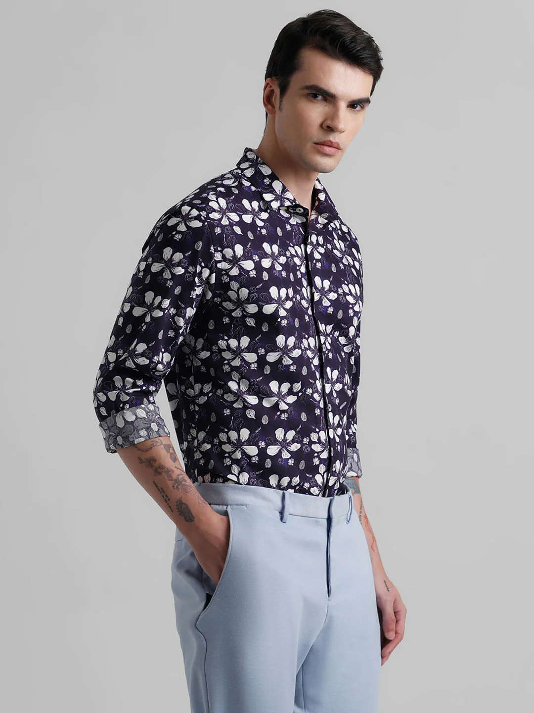 Purple Floral Full Sleeves Shirt - Image 3