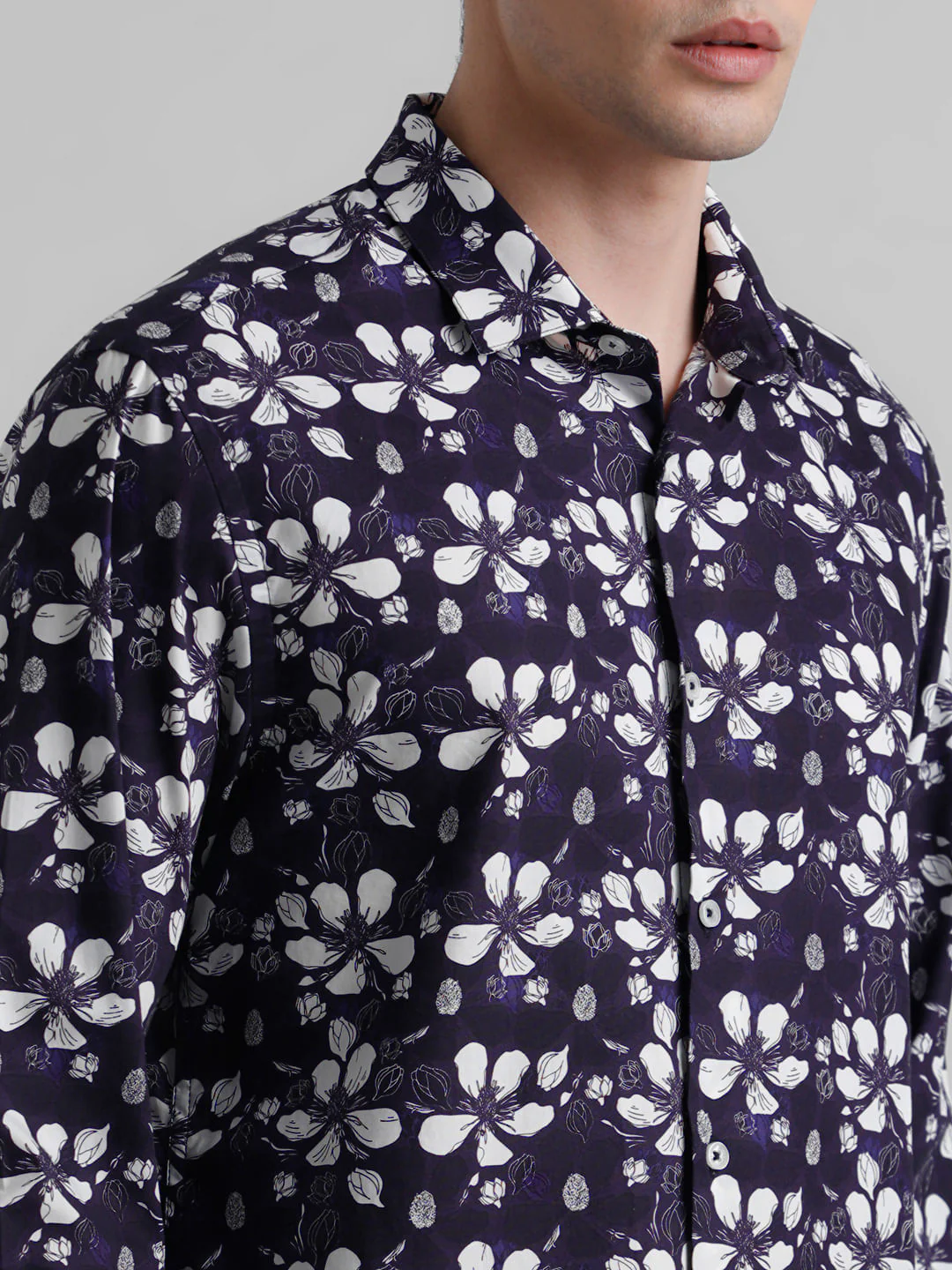 Purple Floral Full Sleeves Shirt - Image 5