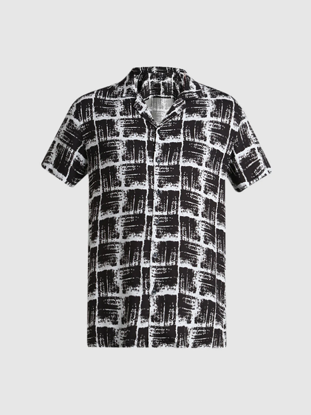 Black Abstract Print Casual Shirt - Image 7