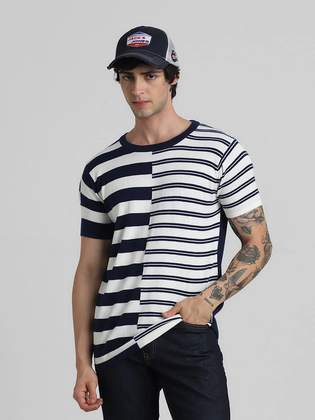 White & Blue Printed T-shirt