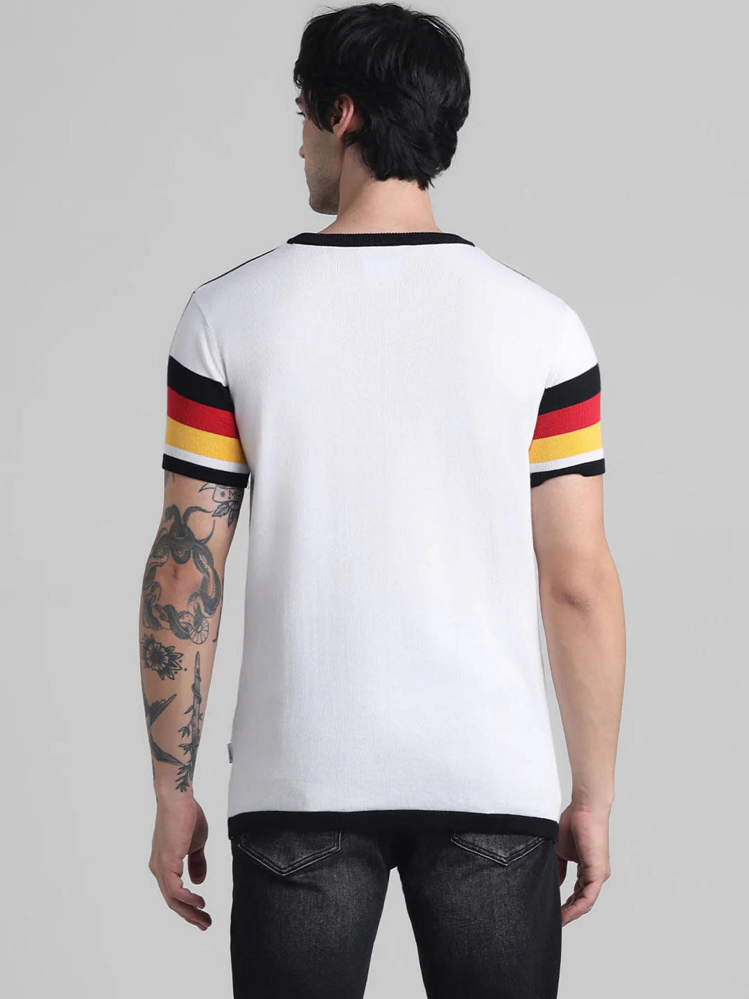 White Colourblocked Knitted T-shirt - Image 4