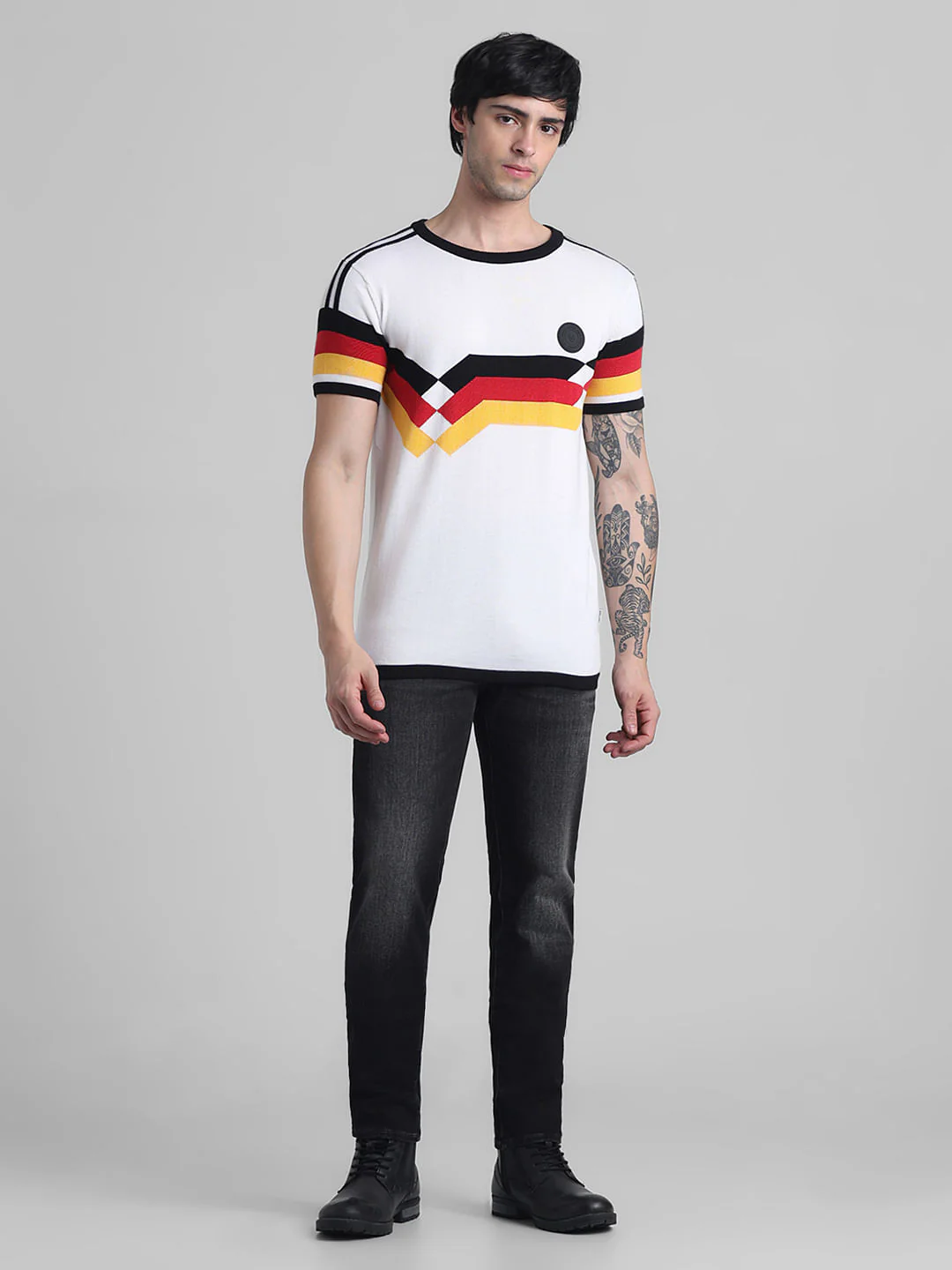 White Colourblocked Knitted T-shirt - Image 6