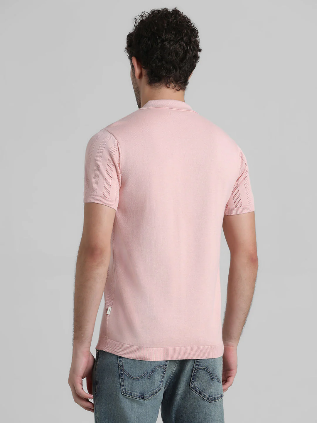 Pink Jacquard Knitted Polo - Image 4