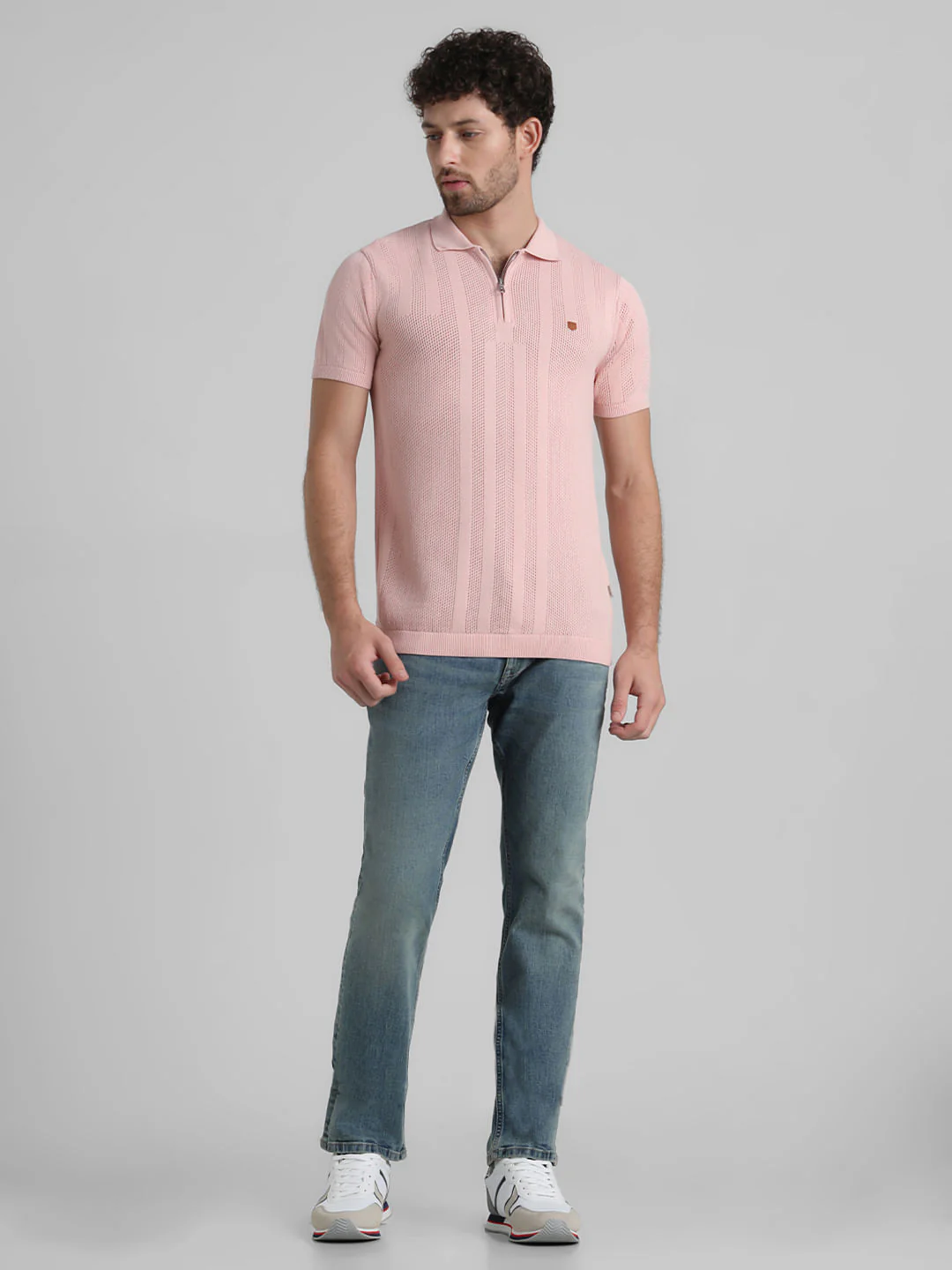 Pink Jacquard Knitted Polo - Image 6