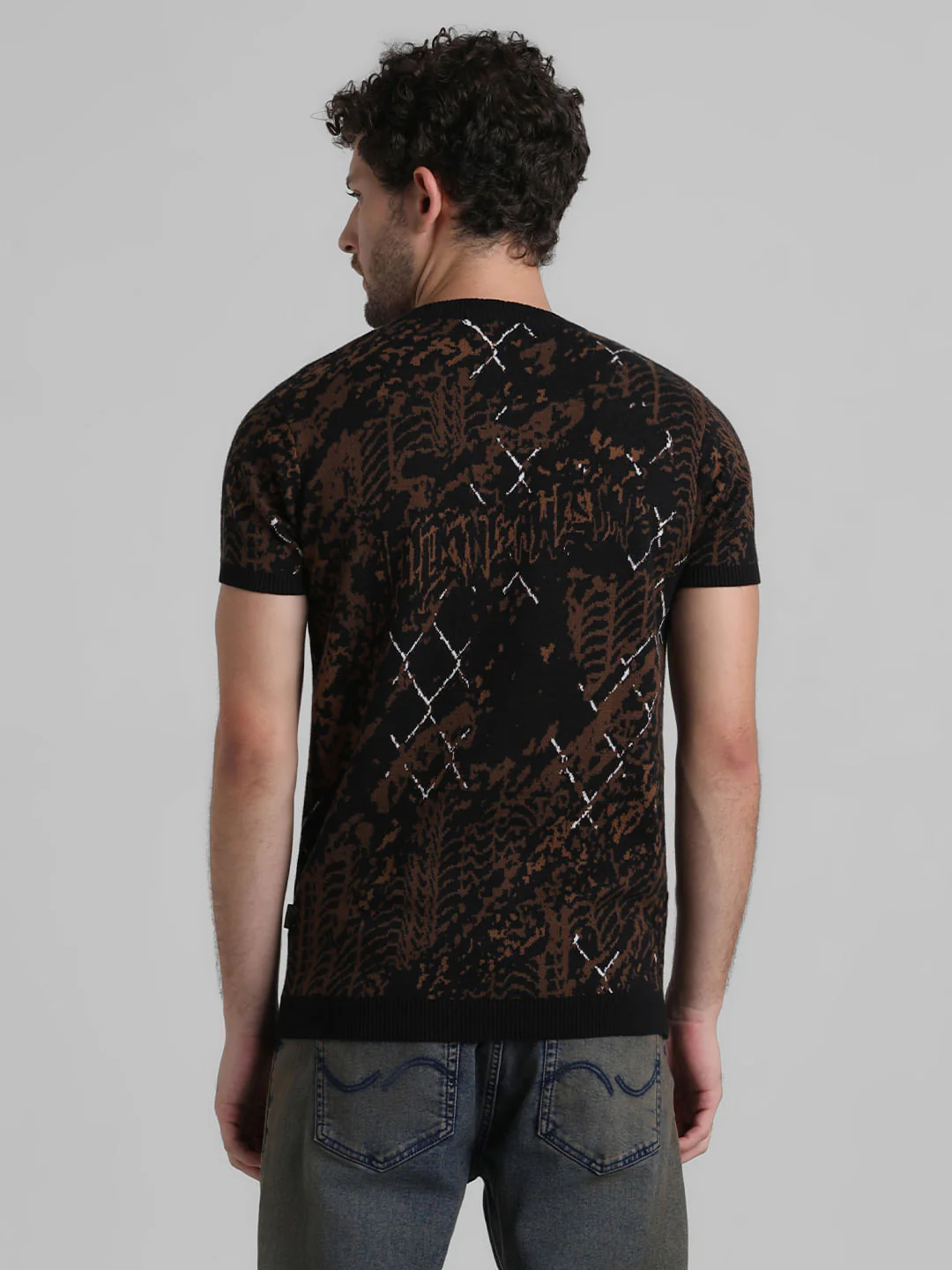 Black Printed Knitted T-shirt - Image 4