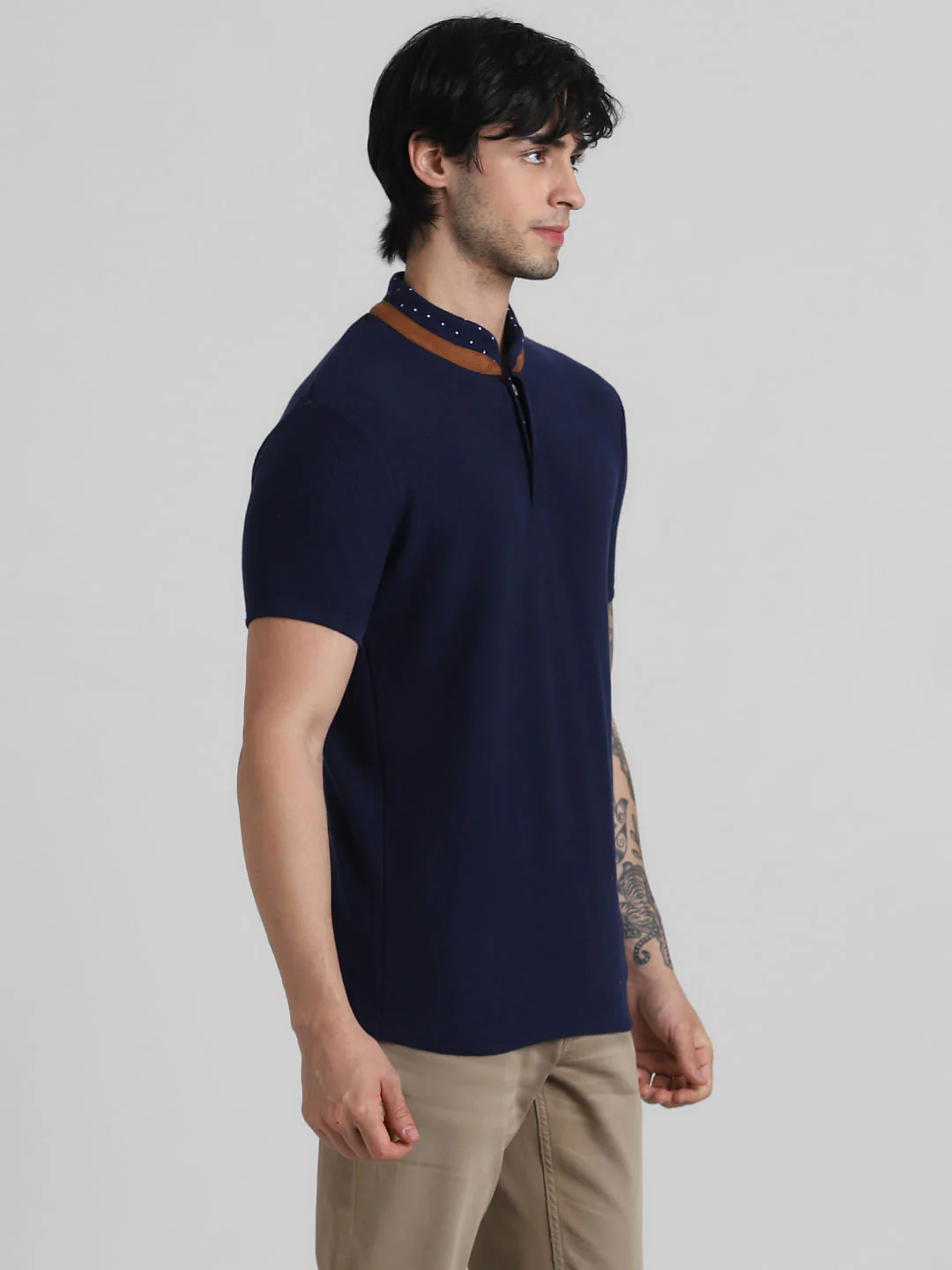 Blue Indigo Dyed Polo Knit T-shirt - Image 3