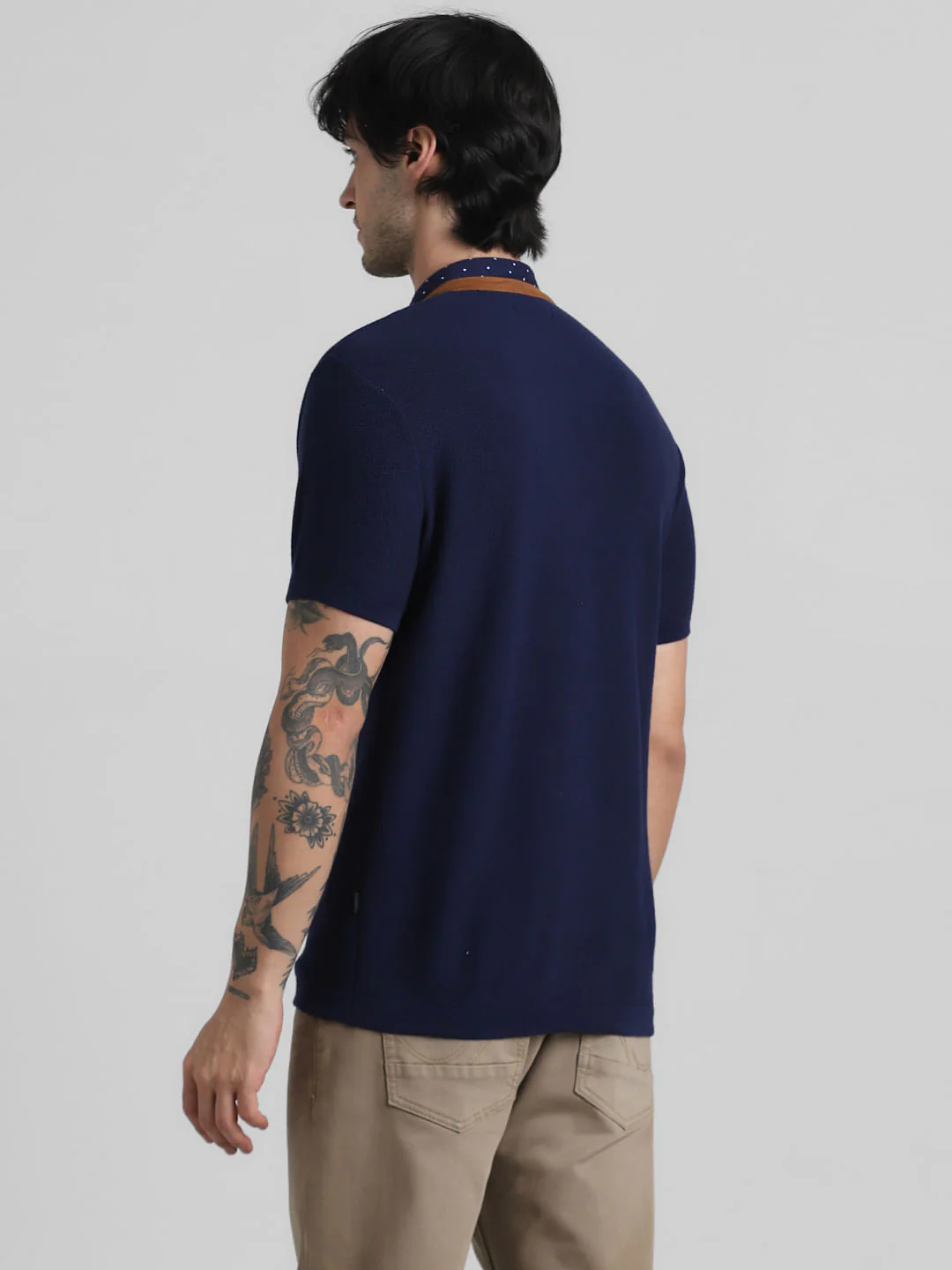 Blue Indigo Dyed Polo Knit T-shirt - Image 4