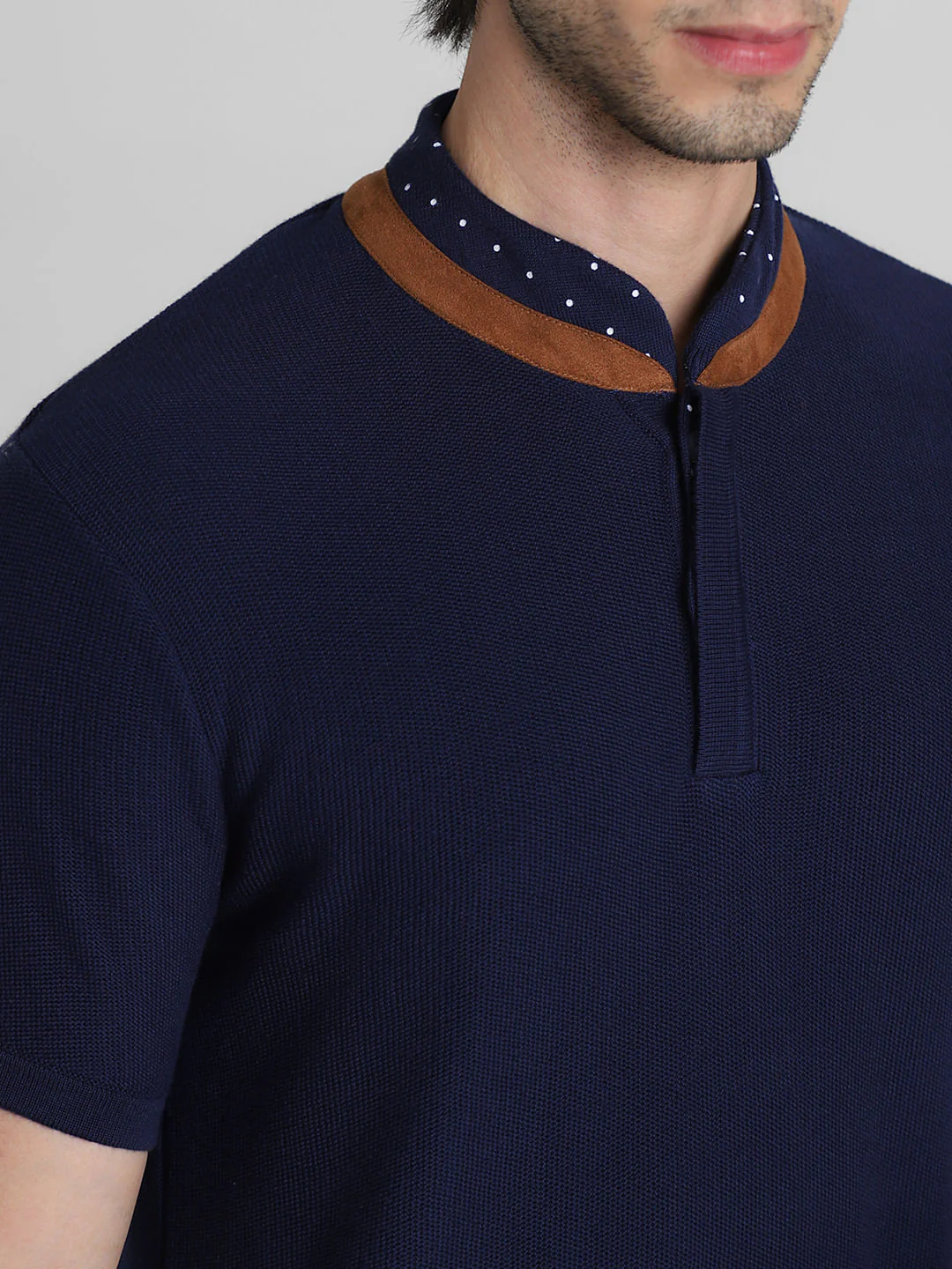 Blue Indigo Dyed Polo Knit T-shirt - Image 5