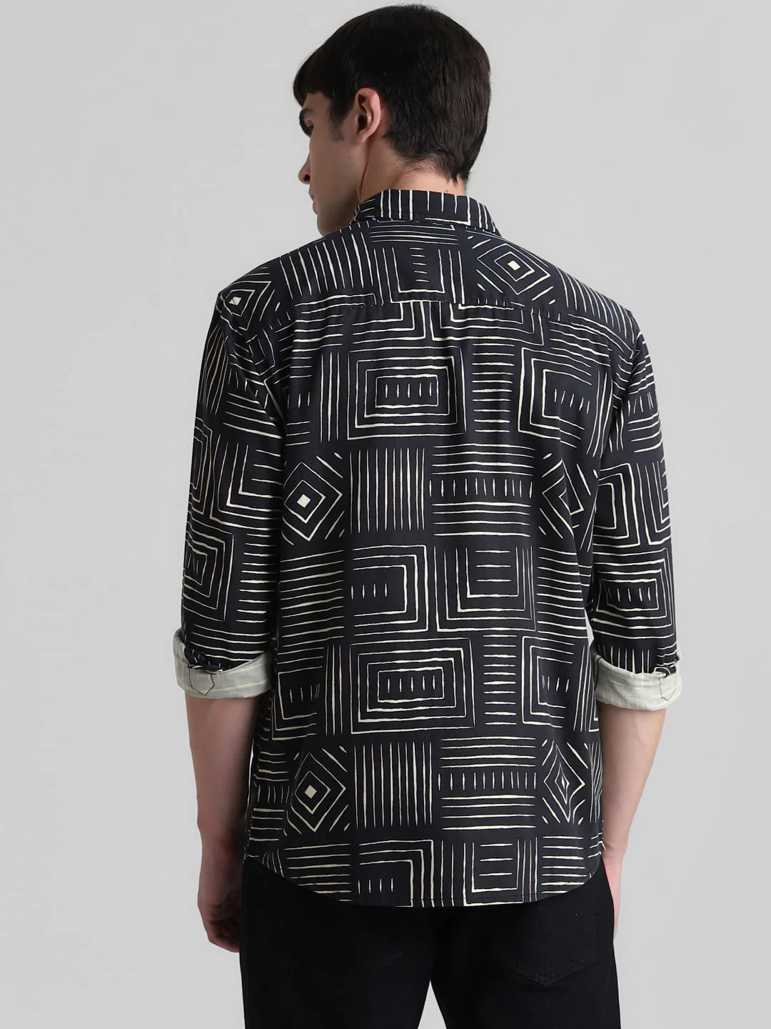 Black Printed Full Sleeves Shirt - Image 4