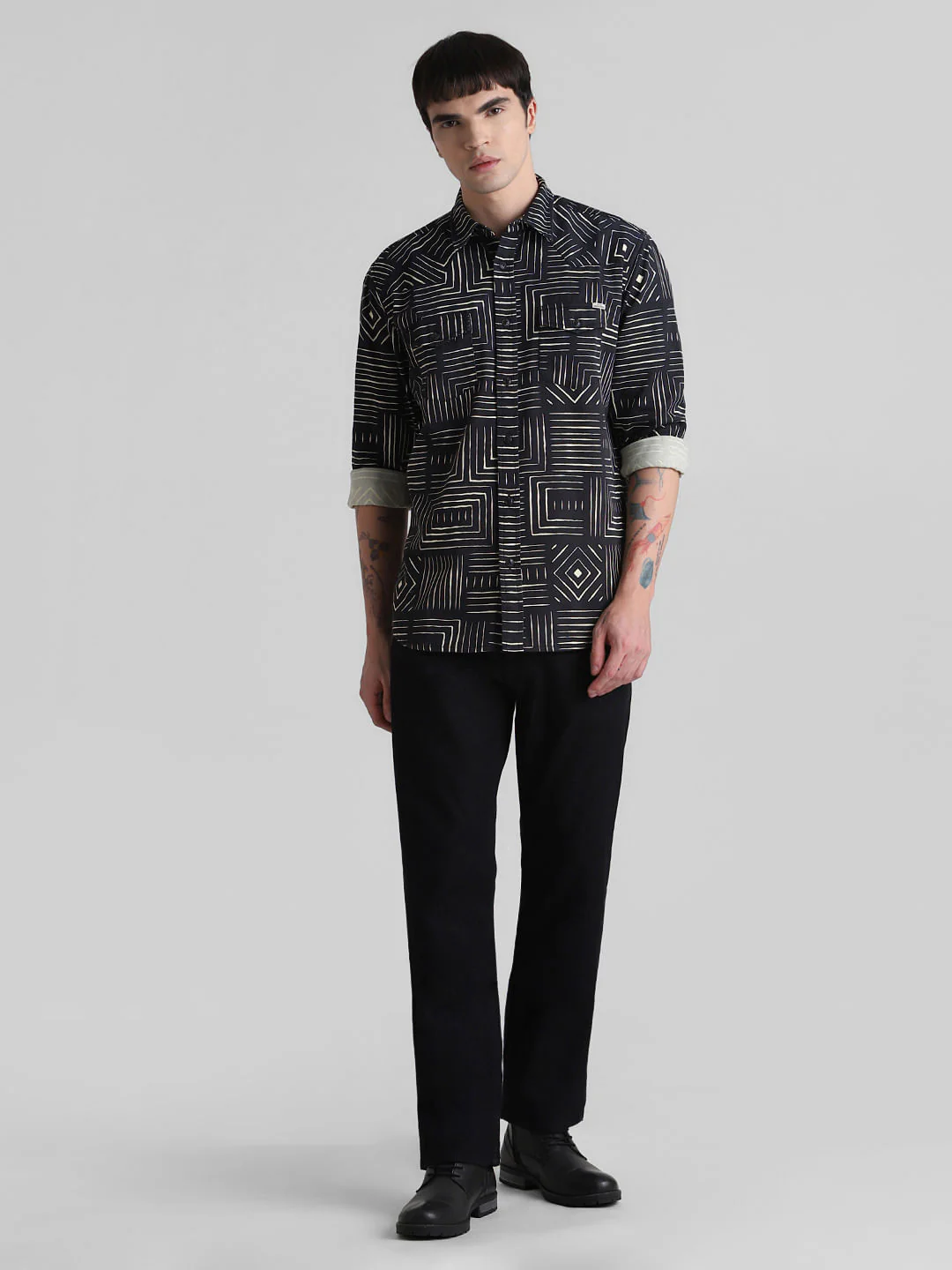 Black Printed Full Sleeves Shirt - Image 6