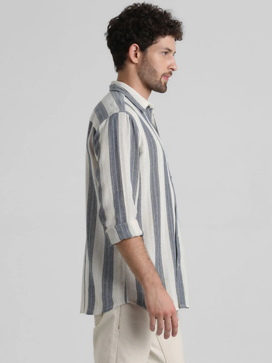 White Yard Dyed Striped Shirt - Image 3