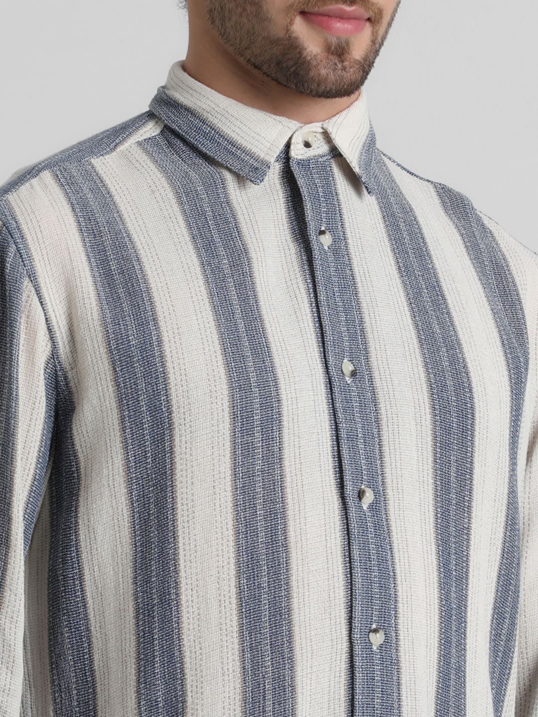 White Yard Dyed Striped Shirt - Image 5