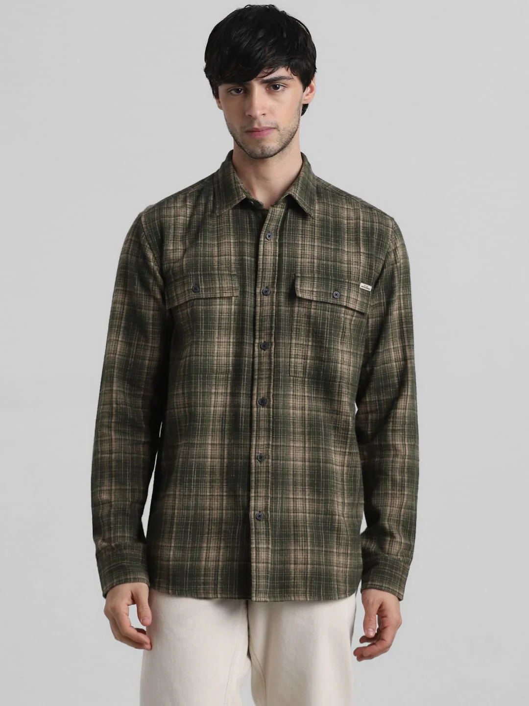 Green Check Print Full Sleeves Shirt - Image 2