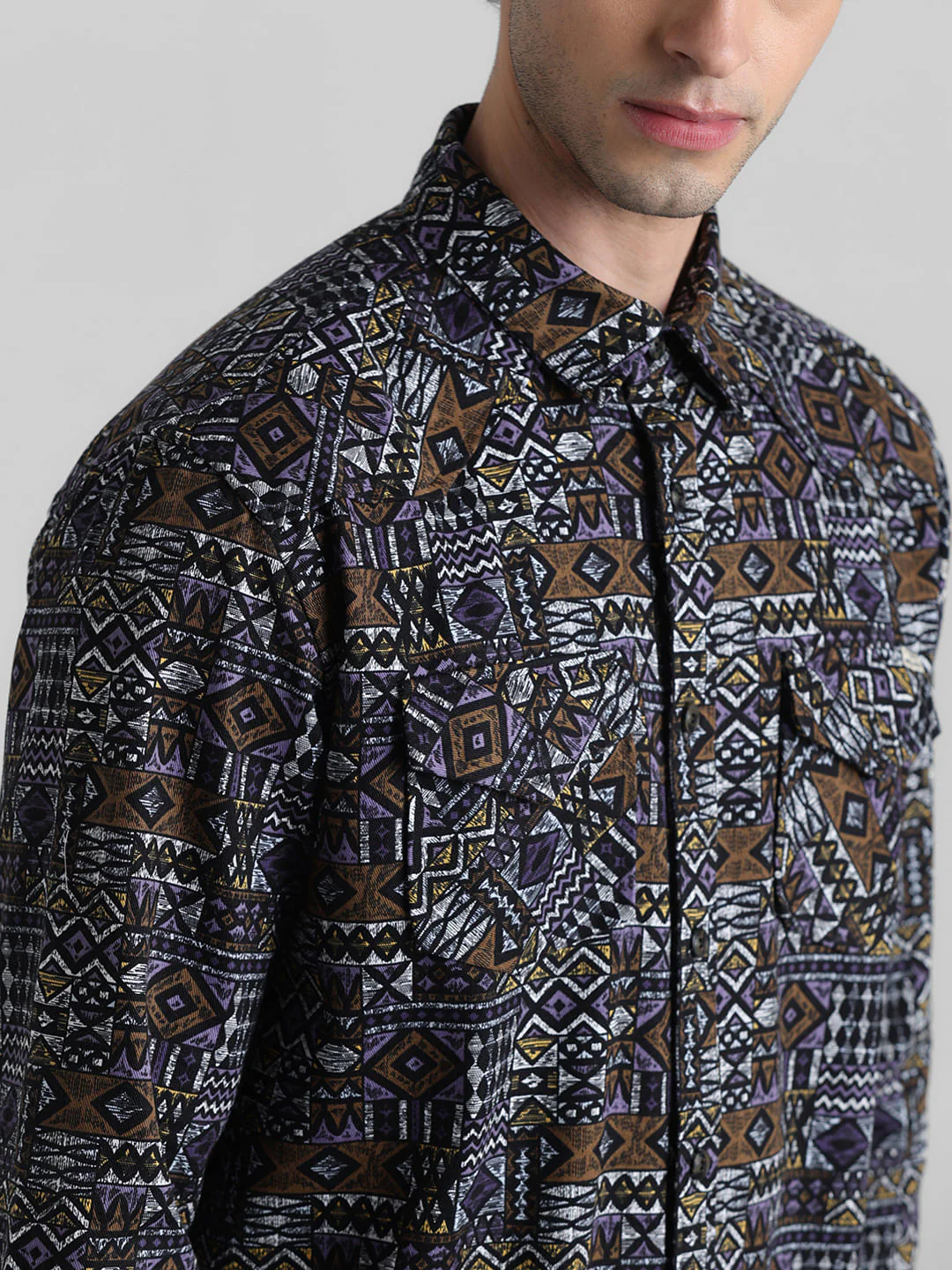 Green Abstract Print Full Sleeves Shirt - Image 5