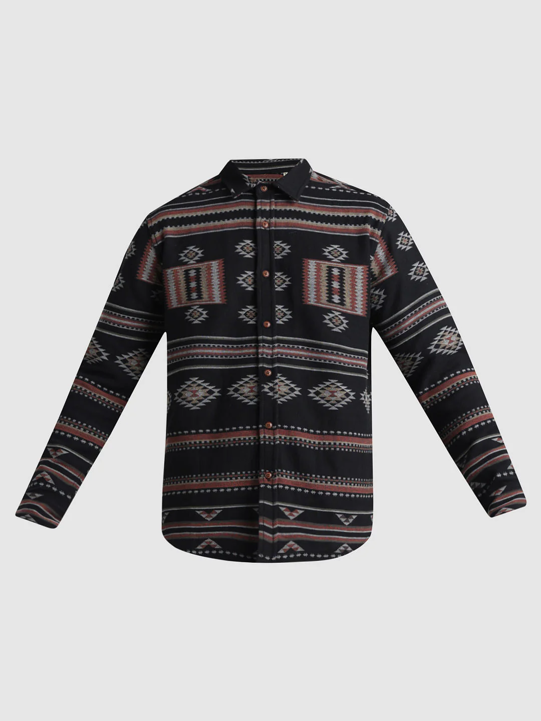 Black Abstract Print Jacquard Shirt - Image 7