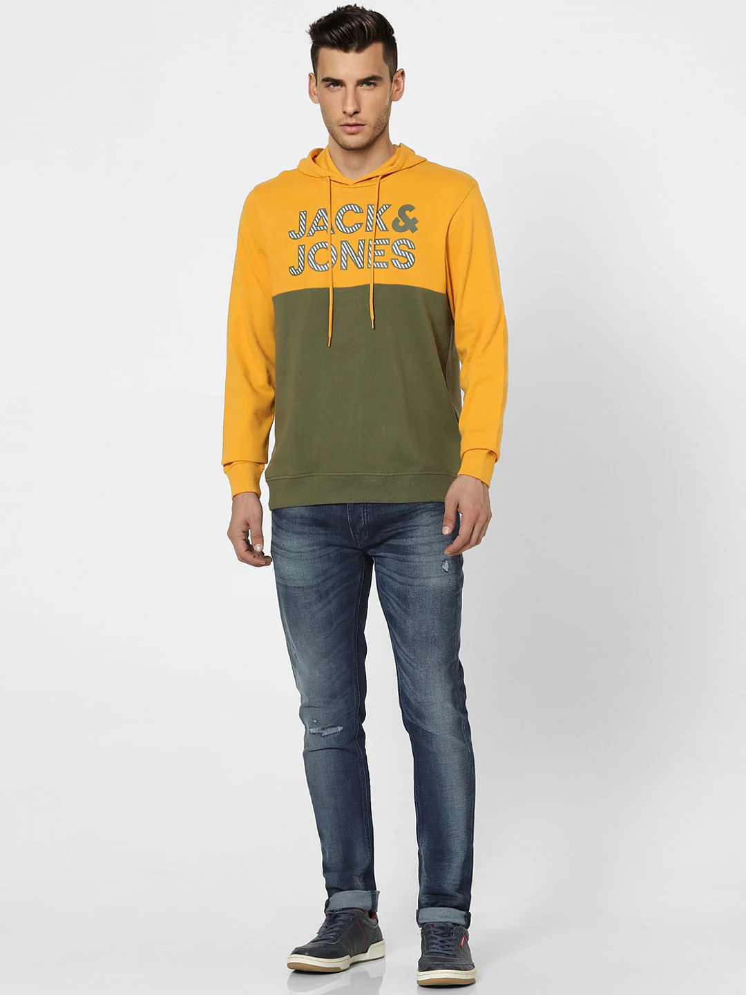 Orange Colourblocked Hooded Sweatshirt - Image 6
