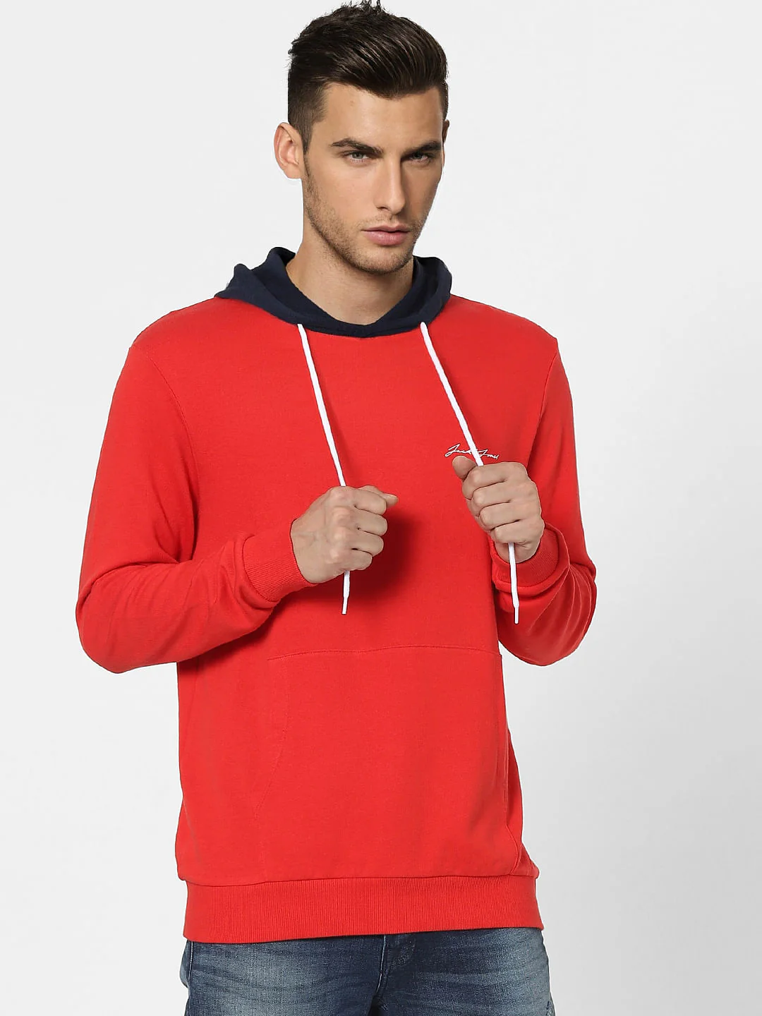 Red Colourblocked Hooded Sweatshirt - Image 2