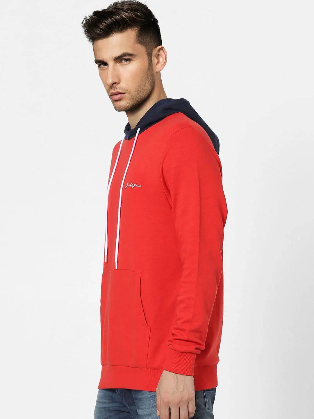Red Colourblocked Hooded Sweatshirt - Image 3