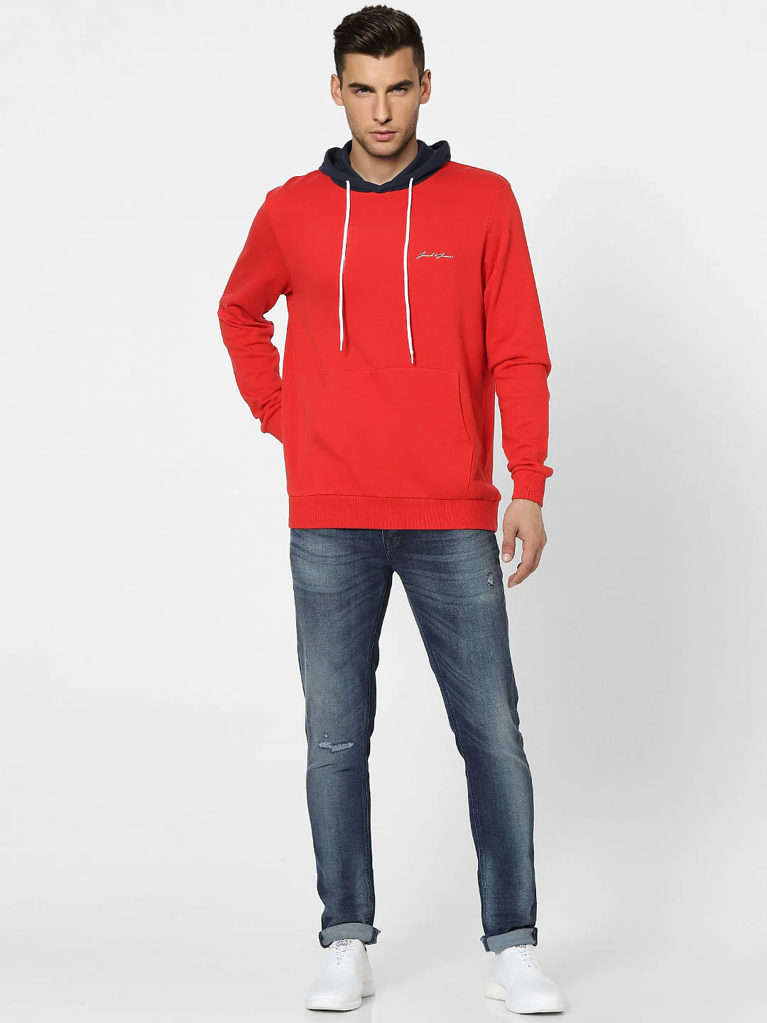 Red Colourblocked Hooded Sweatshirt - Image 6