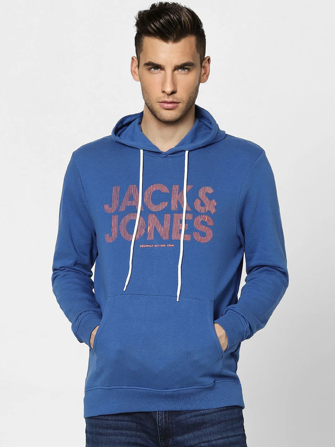 Blue Graphic Print Hooded Sweatshirt - Image 2
